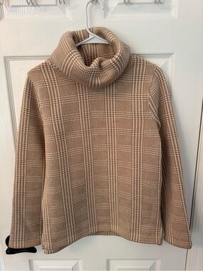 J. Crew Beige Plaid Turtleneck Sweater